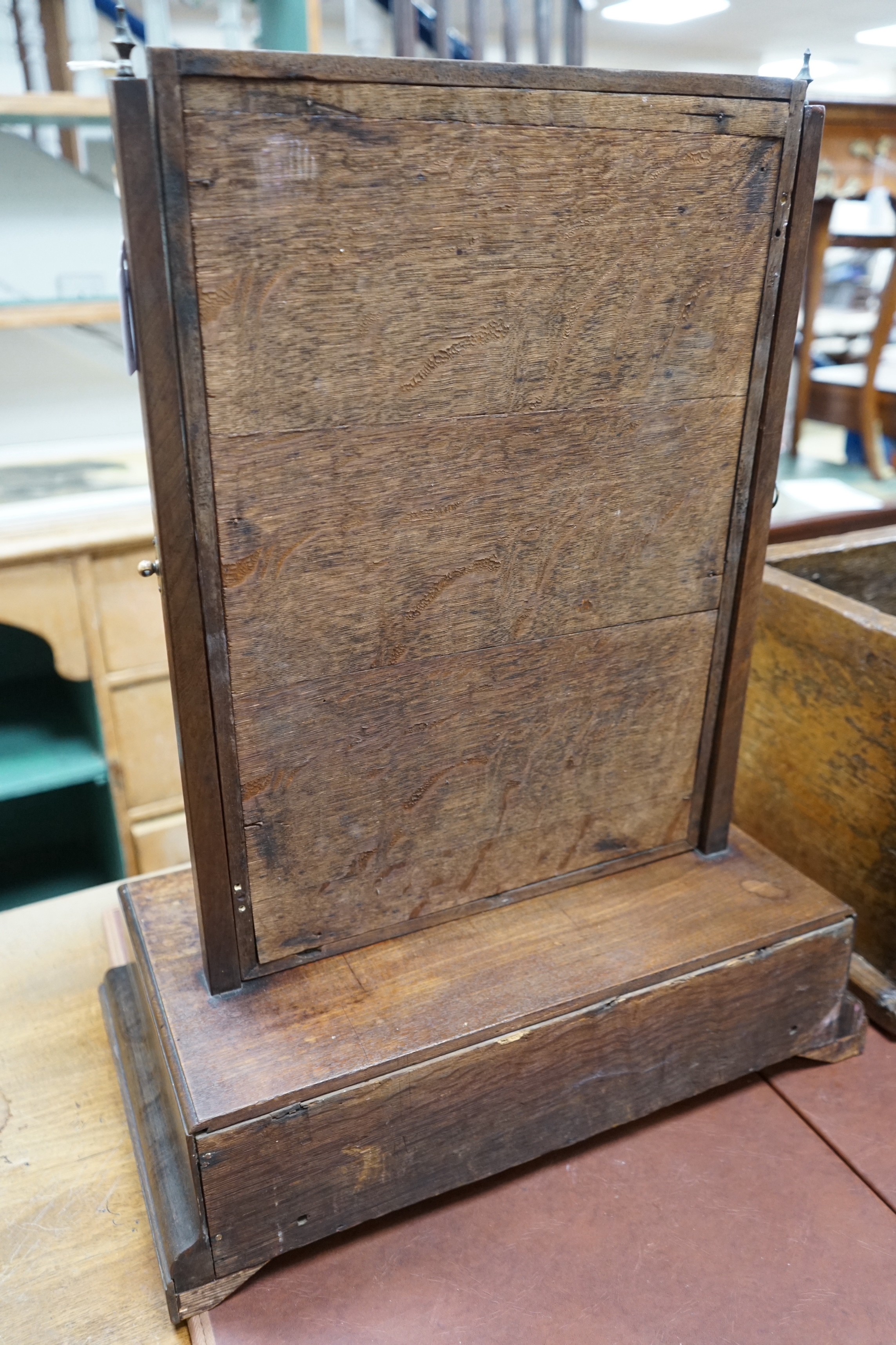 An 18th century mahogany box based toilet mirror